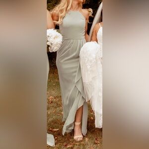 David’s Bridal sage green bridesmaid dress